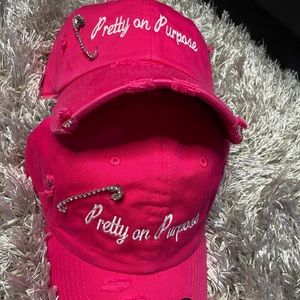 Pink distressed dad caps